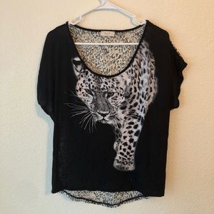 Love J Black & White Leopard Blouse